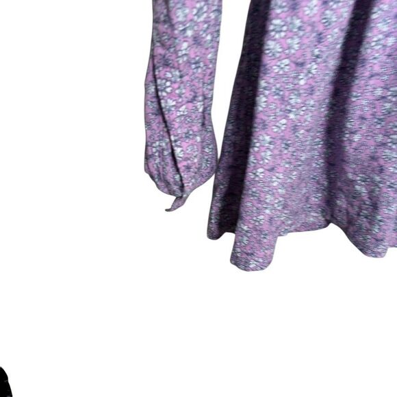 St John's Bay Blouse Women's Large Purple Floral Round Neck 3/4 Sleeve Top - Picture 4 of 9